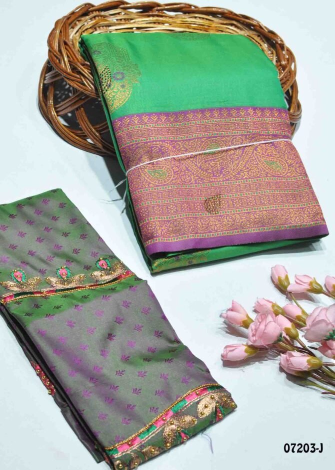 Hariaksa - 07203-J  Green Color Traditional Wear Semi-Banarasi Saree CM1239405 (RR1C)