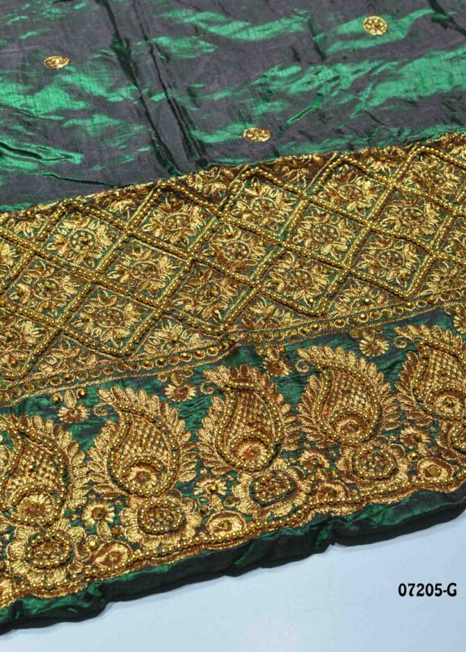 Venba -07205-G Racing Green Color Bahubali Sana Silk Blouse Material CM1233826 (RR1B)