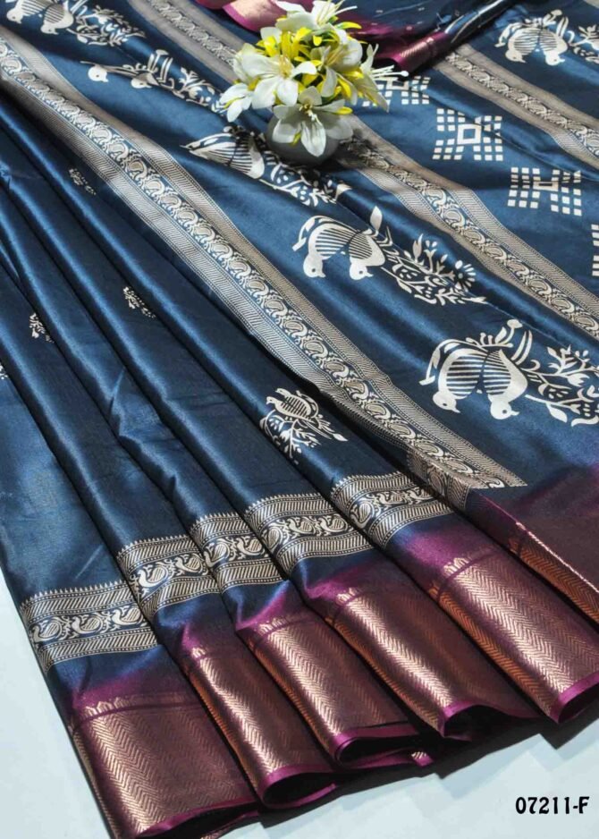 Vinitha -07211-F  SteelGrey Color Trending Look  Dola Silk Saree CM1241716 (RR1D)