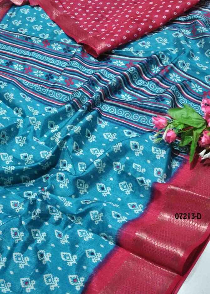 Yashika -07213-D  Skyblue Color Simply Synthetic Cotton Saree CM1240547 (RR2D)