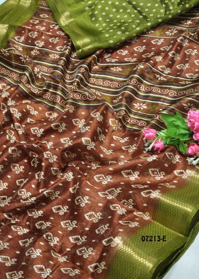 Yashika -07213-E  Brown Color Simply Synthetic Cotton Saree CM1240547 (RR2D)