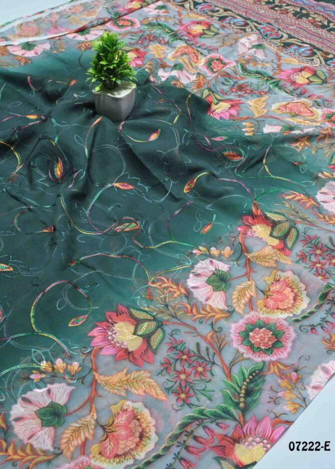 Vrushtika -07222-E  HunterGreen Color New Arrival Digtital Georgette Saree CM1242139 (RR3D)