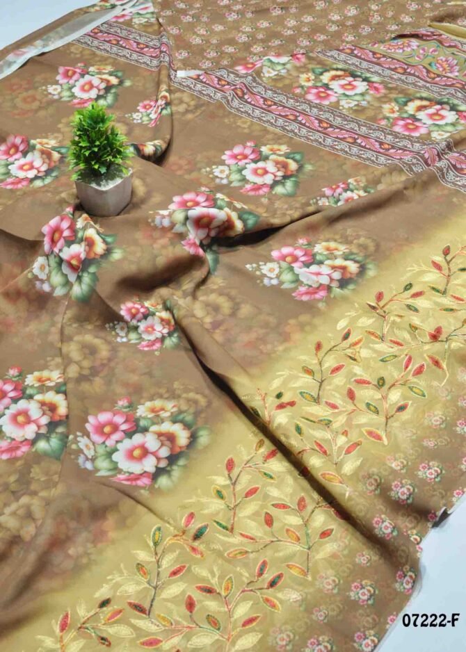 Vrushtika -07222-F  TeakBrown Color New Arrival Digtital Georgette Saree CM1242139 (RR3D)