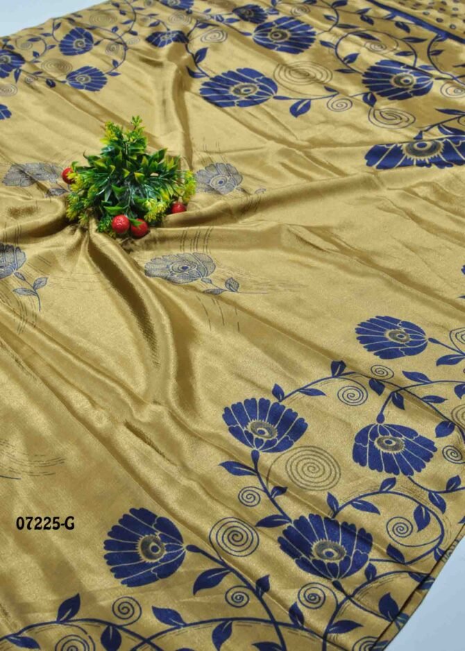 karthika -07225-G Flax Yellow Color Floral Printed Crepe Saree CM1240550 (RR3C)