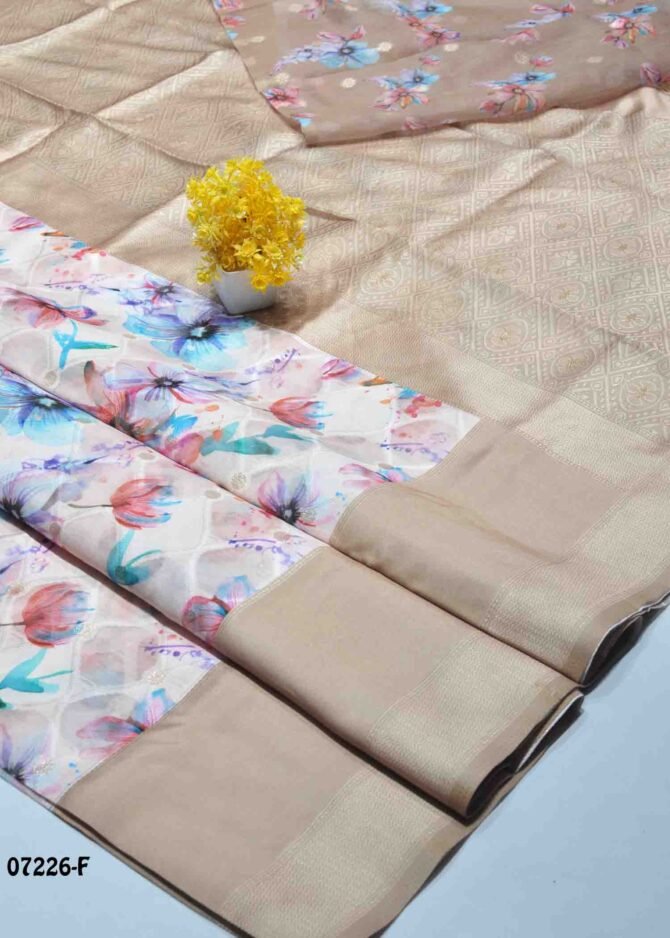 Kanimozhi -07226-F Halfwhite Color Beautiful Look Chanderi Saree CM1240528 (RR3C)