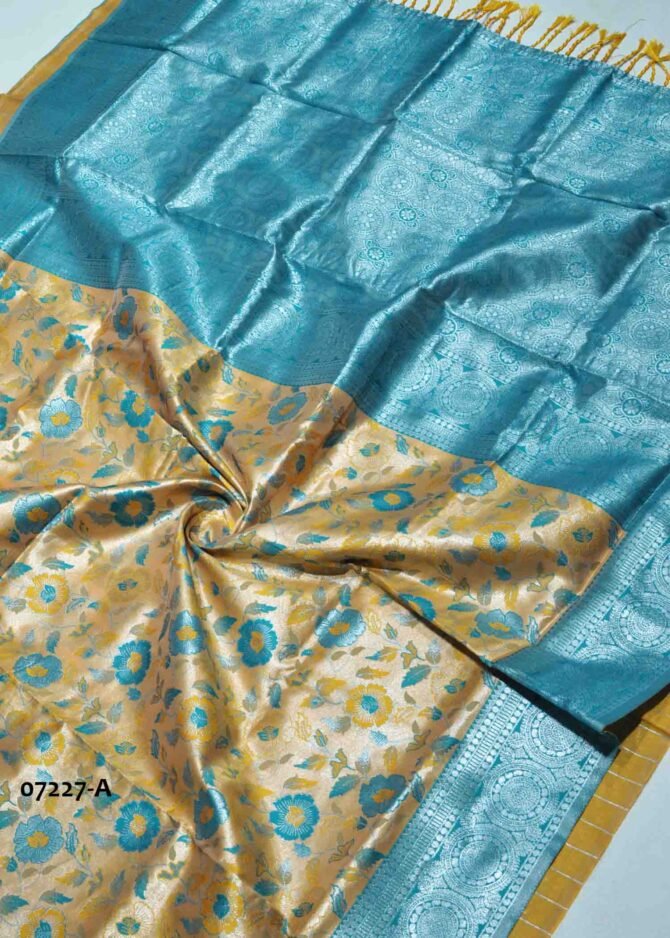 Anushka -07227-A  Gold Yellow Color Silver Zari Work Banarasi Saree CM1239406 (LR1D)