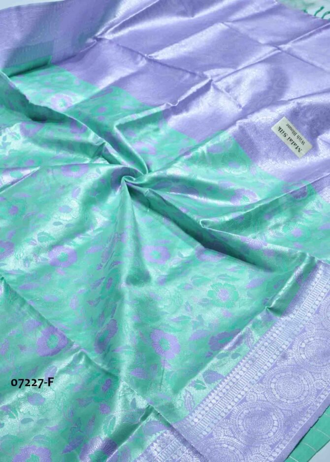 Anushka -07227-F  Tiffany Green Color Silver Zari Work Banarasi Saree CM1239406 (LR1D)