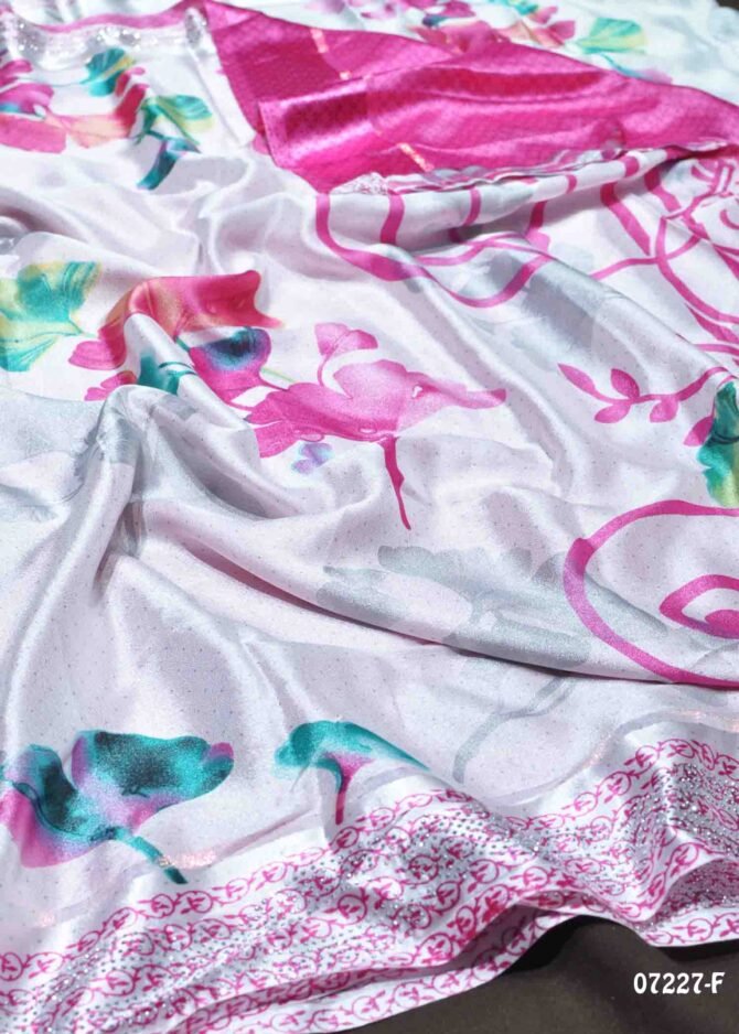 Karunya -07227-F  White With Pink Color Floral Design Moss Chiffon Saree CM1241286 [RR2B]