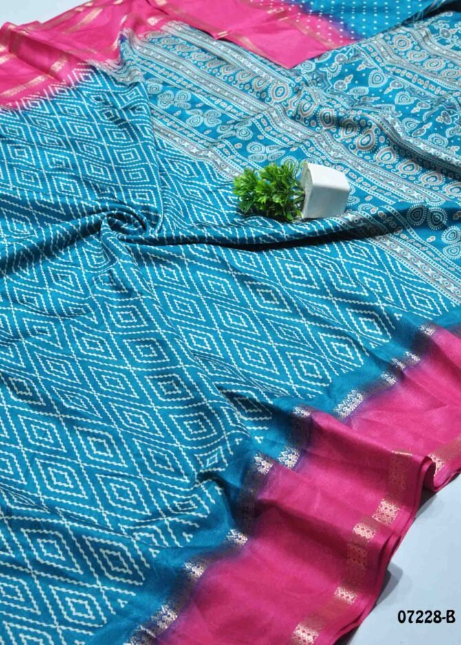 Aarthy -07228-B  Skyblue Color Stylish Dola Silk Saree CM1240070 (RR2B)
