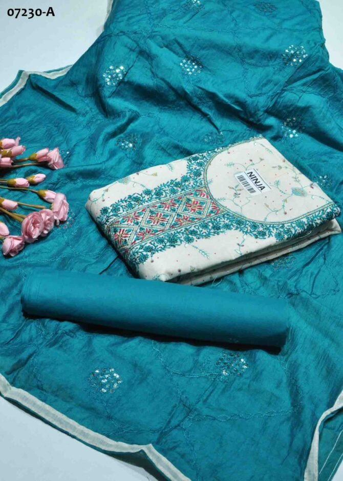 Aathreya - 07230-A  Halfwhite Color Rich Look Chanderi Salwar Material CM1231296 [LR1B]