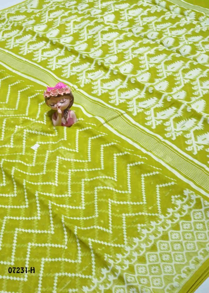 Meeyazh -07231-H  PearGreen Color New Arrival Trendy Bengal Cotton Saree CM1241397 (RR3E)