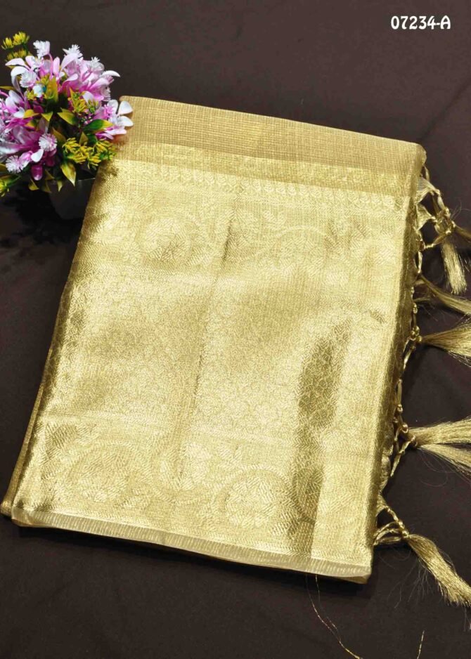 Yashashvi  - 07234-A  Gold Color New Arrival Excellent Tissue Silk Saree CM1244621