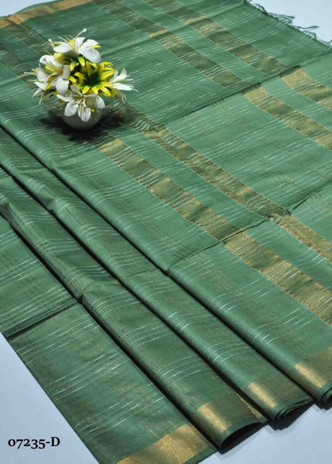 Darshini -07235-D  Pickle Green Color New Trending Special Linen Cotton Saree CM1249582 [LR6C]