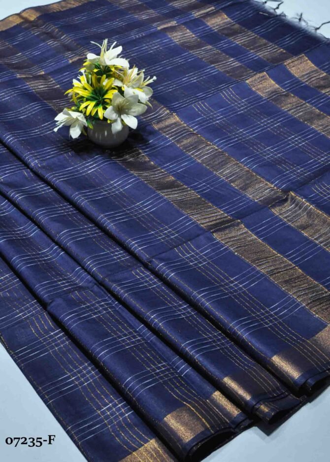 Darshini -07235-F  Navy Blue Color New Trending Special Linen Cotton Saree CM1249582 [LR6C]