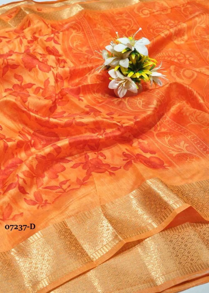 Kaveri -07237-D  Orange Color Floral Print Synthetic Cotton Saree CM1248935 (LR6C)