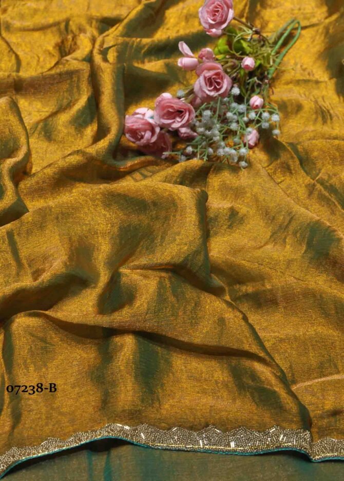 Sindhu -07238-B  Dijon Yellow Color Trending Plain Space Silk Saree CM1243333 (LR8D)