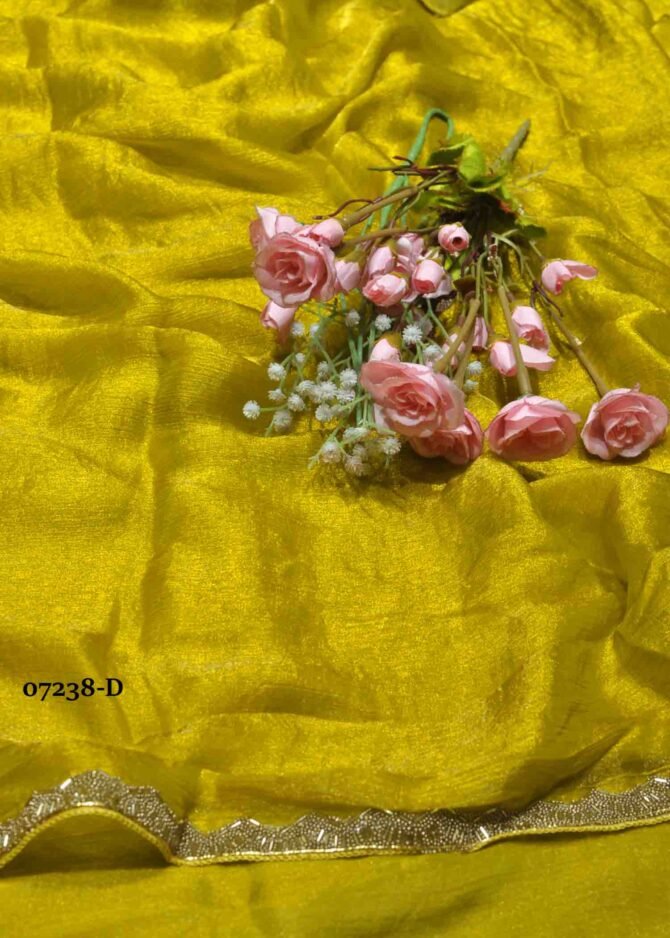 Sindhu -07238-D  Lemon Yellow Color Trending Plain Space Silk Saree CM1243333 (LR8D)
