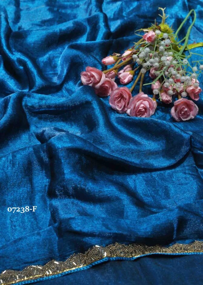 Sindhu -07238-F  Peacock Blue Color Trending Plain Space Silk Saree CM1243333 (LR8D)