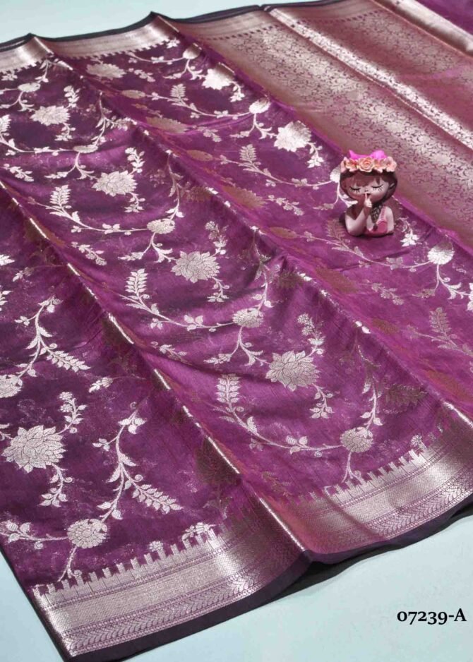 Adharsha - 07239-A  Damson Purple Color Grand Look Traditonal Wear Cora Silk Saree CM1242759 (LR2D)