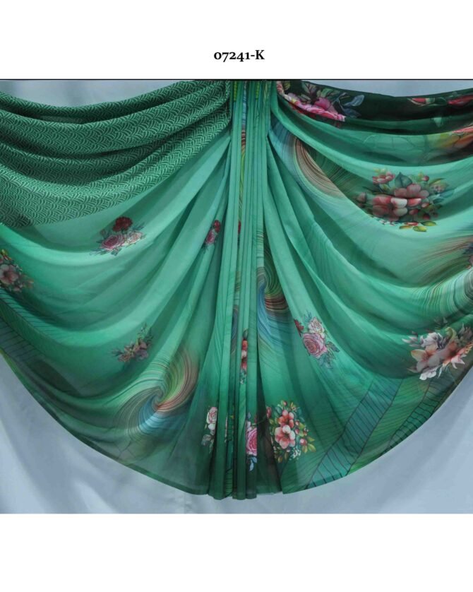 Nivathitha -07241-K  Tiffany Green Color Digital Print Soft Synthetic Saree CM1246297 (LR11C)