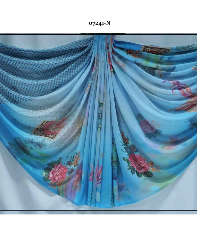 Nivathitha -07241-N  Sky Blue Color Digital Print Soft Synthetic Saree CM1246297 (LR11C)