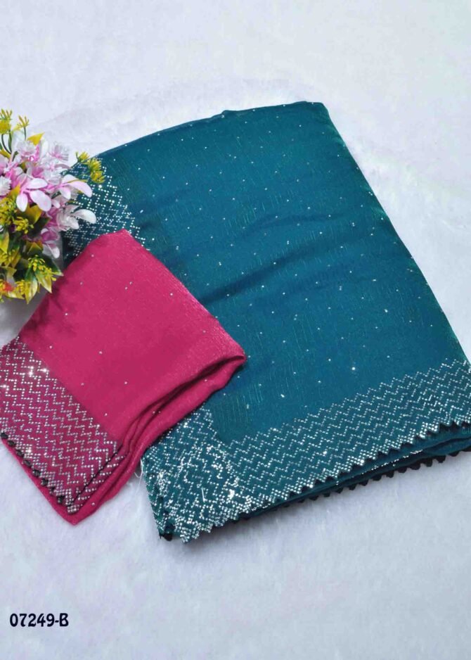Akshaya-07249-B  Peacock Blue Color New Arrival Stone Work Jimmy-Choo Saree CM1250295 [LR8D]