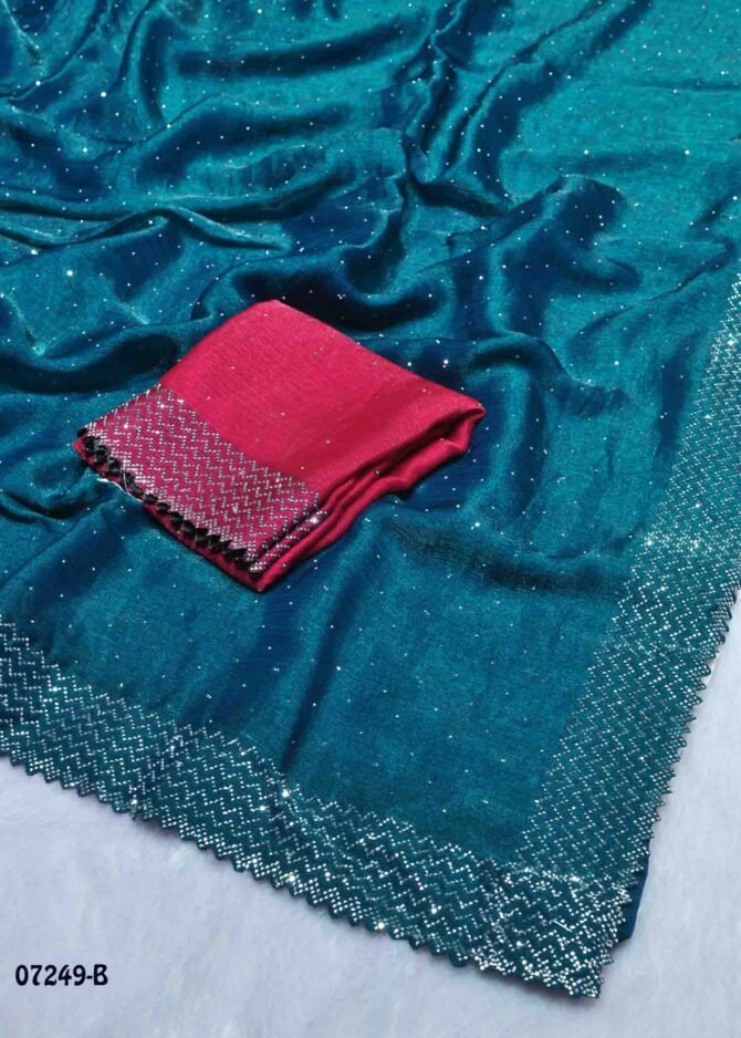 Akshaya-07249-B  Peacock Blue Color New Arrival Stone Work Jimmy-Choo Saree CM1250295 [LR8D]