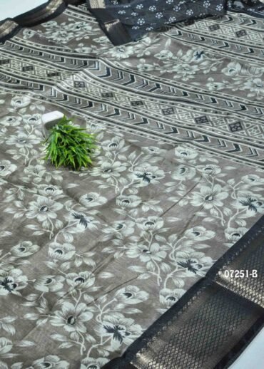 Raksha -07251-B  Grey Color Simply Synthetic Cotton Saree CM1240509 (RR5C)