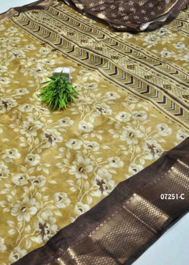Raksha -07251-C  Light Brown Color Simply Synthetic Cotton Saree CM1240509 (RR5C)