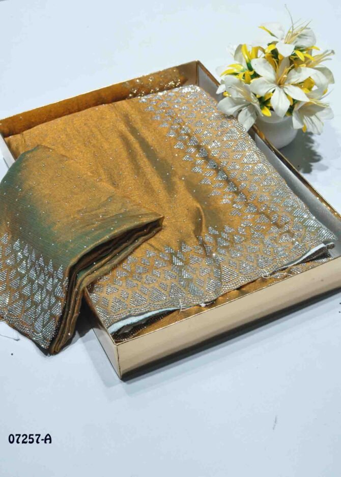 Blue Star-07257-A  Birch Brown Color New Arrival Stone Work Jimmy-Choo Saree CM1249764 [LR10D]