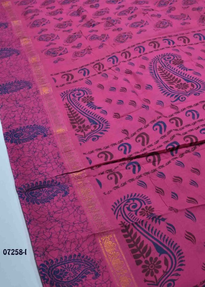 Bentex -07258-I  Dark Pink Color Madurai Chungudi Cotton Saree CM1250868 (LR4D)