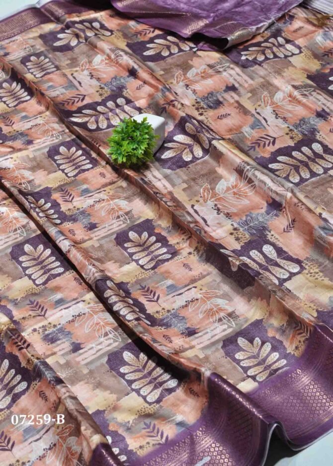 Chocolate -07259-B  Multi Color Digital Print  Dola Silk Saree CM1243690 (RR5E)