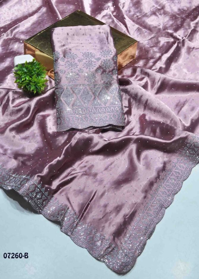 Srimathy  - 07260-B  Eggplant Purple Color Trending Excellent Satin Saree CM1248363 [LR10D]