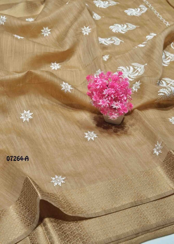 Anithra - 07264-A  Beech Tan Color Mixed Cotton Saree CM1245438 (LR7D)