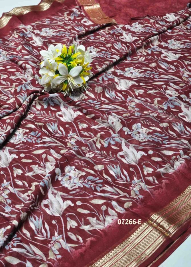 Dhanvika -07266-E  Dark Red  Color New Arrival Soft Moss Chiffon Saree CM1243380 (LR9D)