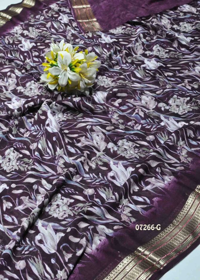 Dhanvika -07266-G  Purple Color New Arrival Soft Moss Chiffon Saree CM1243380 (LR9D)