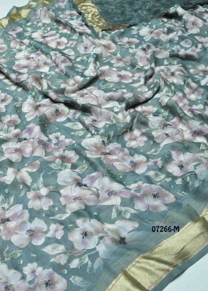 Dharsha -07266-M  Grey Color New Arrival Soft Moss Chiffon Saree CM1243380 (LR9D)
