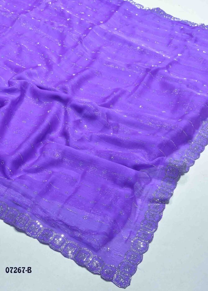 Izhiyana -07267-B  Violet Color New Arrival Trending Chiffon Saree CM1249889 (LR10C)