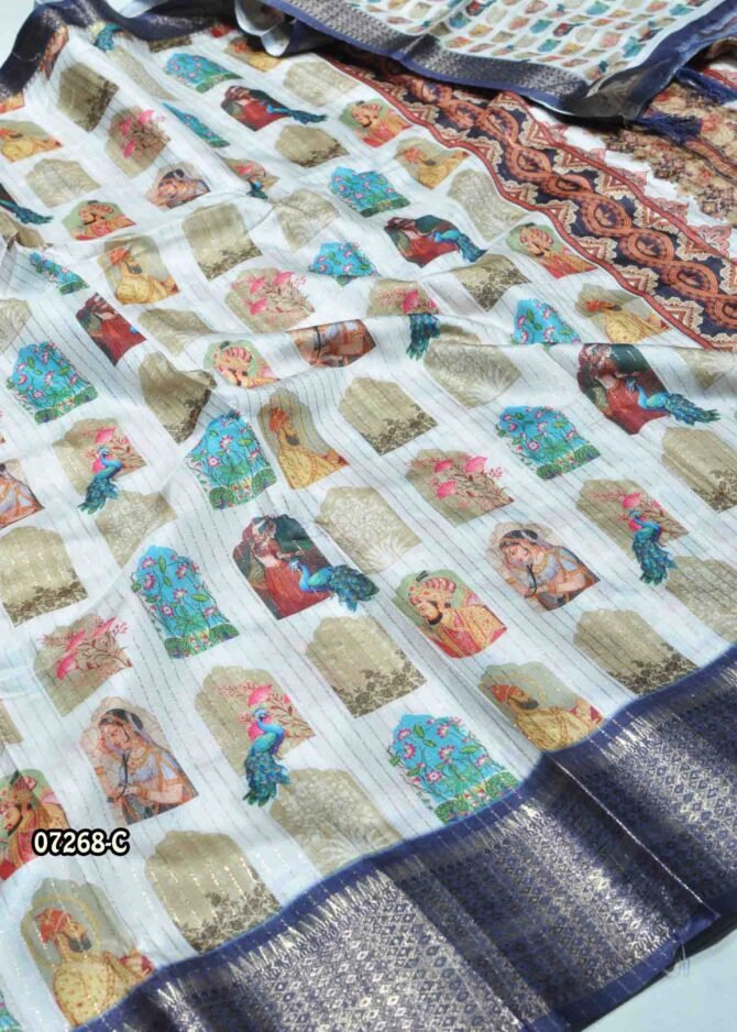 Janvi -07268-C  Halfwhite Color Elagant Look Dola Silk Saree CM1240235 (LR6C)