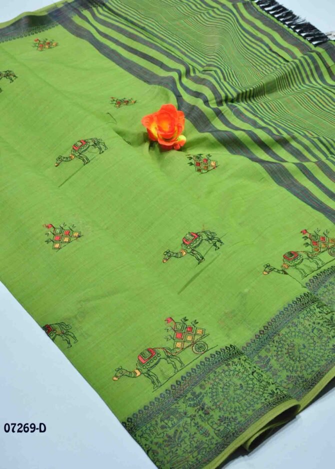 Nivarshini - 07269-D  Fern Green Color Rich Look Fancy Cotton Saree CM1251653 (LR7D)