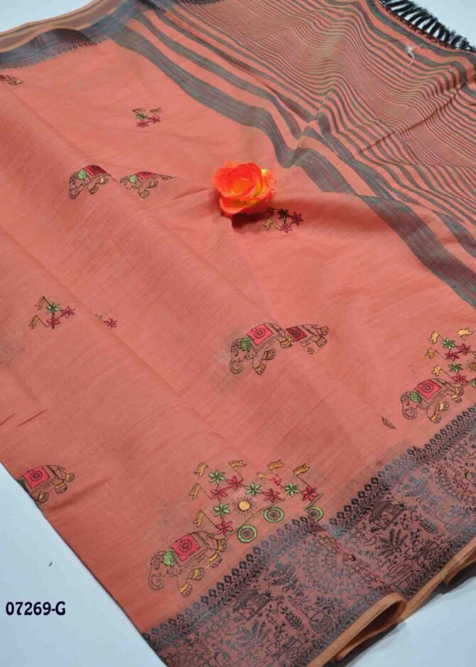 Vaigai - 07269-G  Brick Red Color Rich Look Fancy Cotton Saree CM1251653 (LR7D)