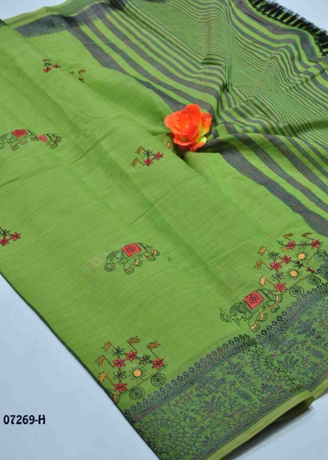 Vaigai - 07269-H  Fern Green Color Rich Look Fancy Cotton Saree CM1251653 (LR7D)