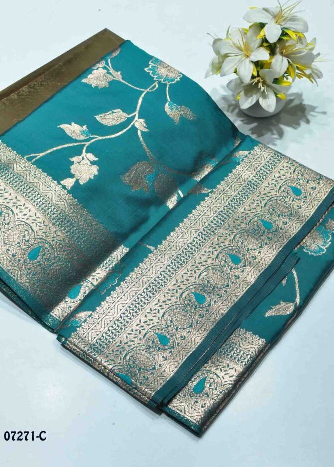 Samiththa - 07271-C  Pine Green Color Rich Look Banarasi Saree CM1247990 (LR2D)