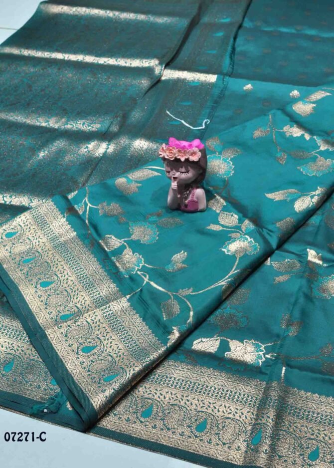 Samiththa - 07271-C  Pine Green Color Rich Look Banarasi Saree CM1247990 (LR2D)