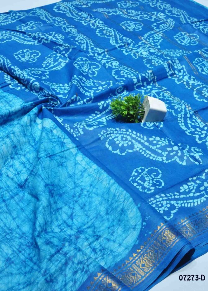 Ezhilnila -07273-D  SkyBlue Color Madurai Chungudi Cotton Saree CM1252174 (LR4C)