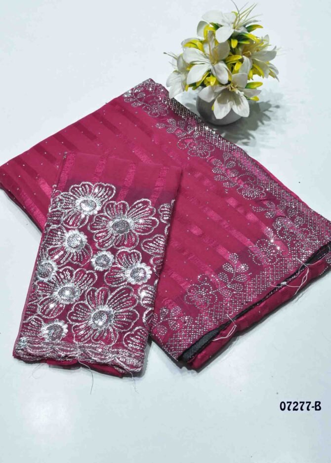 Florence -07277-B  Dark Pink Color New Arrival Trending Chiffon Saree CM1249884 (LR10E)