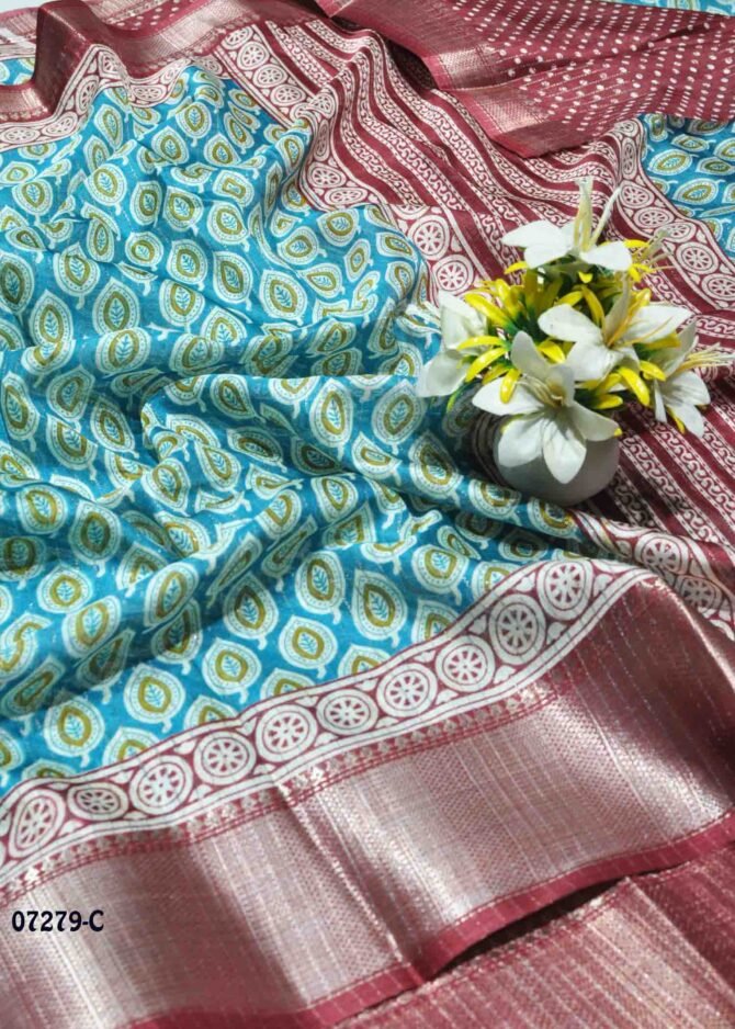 Poorvaja - 07279-C   SkyBlue Color Simply Dola Silk Saree CM1250968 [LR7C]