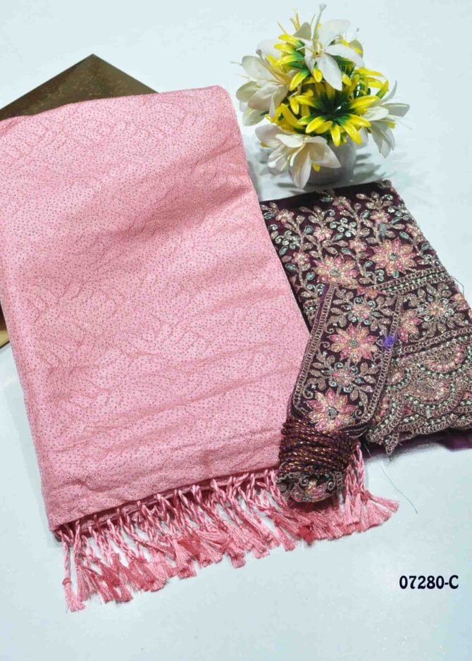 Anjanika -07280-C  Peach Color New Arrival Trending Lovely Netted Saree CM1247051 (LR8C)