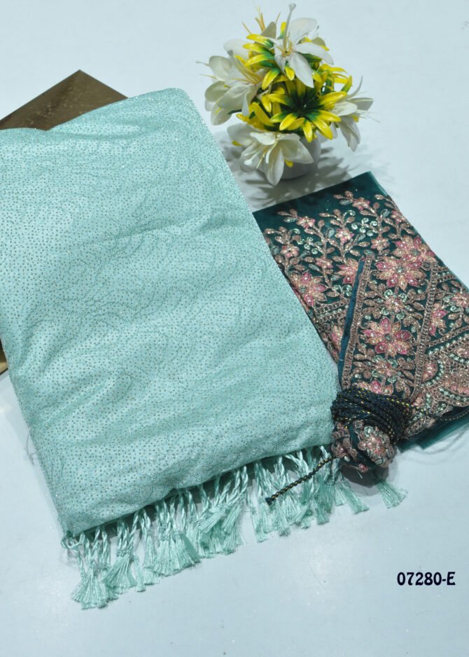 Anjanika -07280-E  Aquamarine Green Color New Arrival Trending Lovely Netted Saree CM1247051 (LR8C)