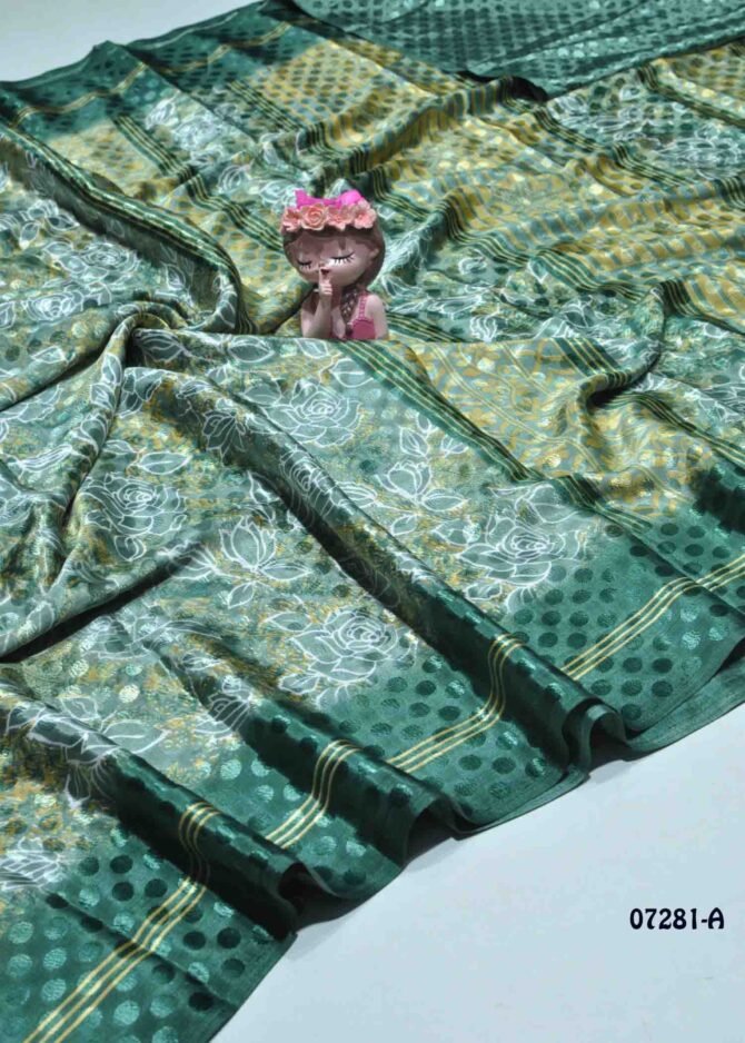 Navisha - 07281-A   Green Color Floral Printed Crepe Saree CM1251582 (LR11D)